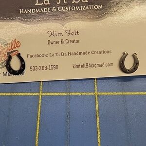 Black Horseshoe Stud 1/4" Earrings